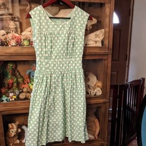 Mint green & white polka dot dress